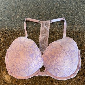 Victoria’s Secret T-Back Push-Up Very Sexy Lace Lilac Purple Bra Size 34